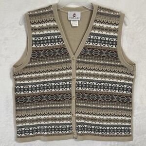 Vintage Cape Cod Fair Isle Sweater Vest Size XL Neutral Grandpa Preppy‎ USA 90s